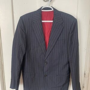 Elegant Navy Pinstripe Men's Suit